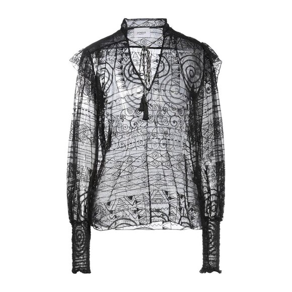 DONDUP black embroidered detailing v-neck Blouse - Picture 1 of 11